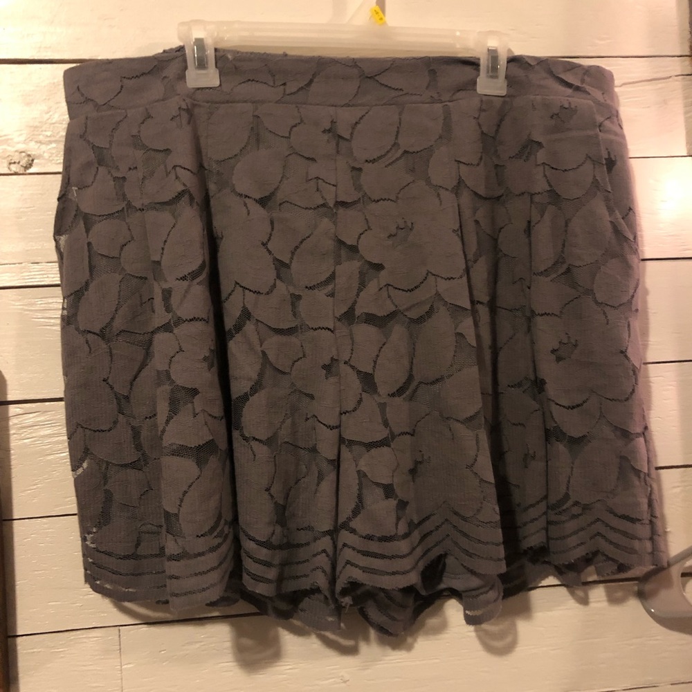 Gray Lace Flowy Shorts